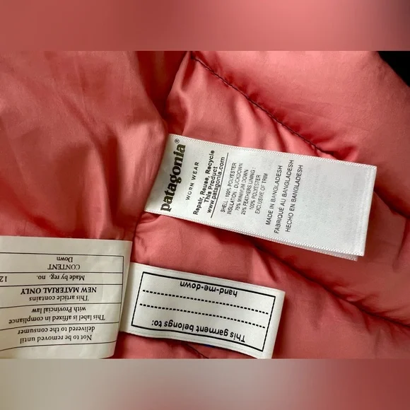 Patagonia Girls Down Jacket XXL 16-18 Great Conditions,navy w pink stars,Minty!! - Picture 10 of 12